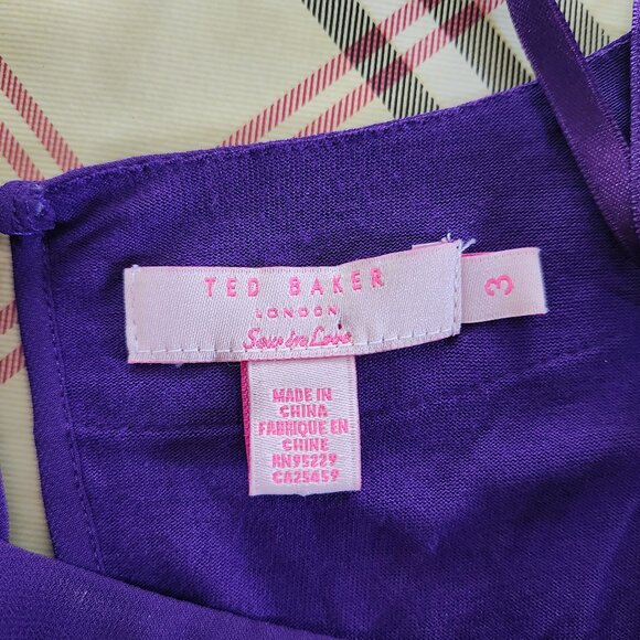 Ted Baker Purple Pleated Top Keyhold Button Size 3 M Medium - Picture 7 of 7